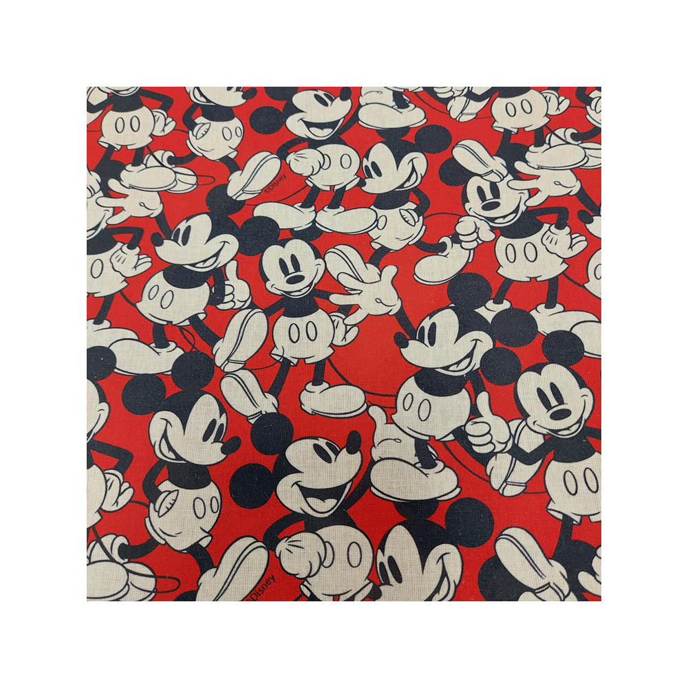 Tissu coton Walt Disney Mickey sur fond rouge