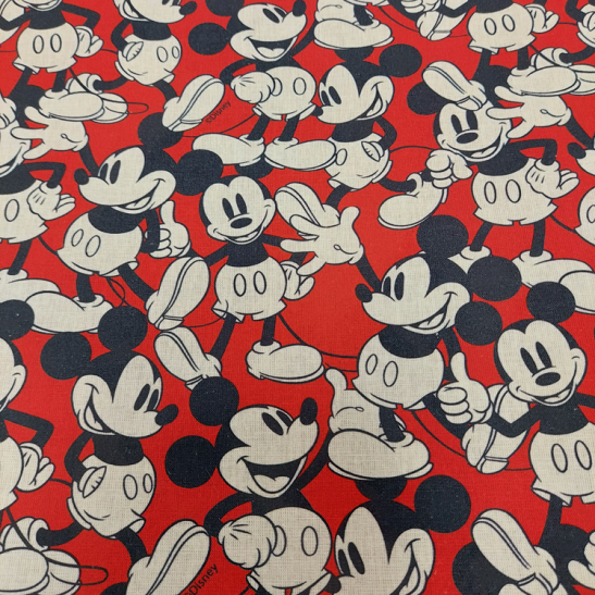Tissu coton Walt Disney Mickey sur fond rouge