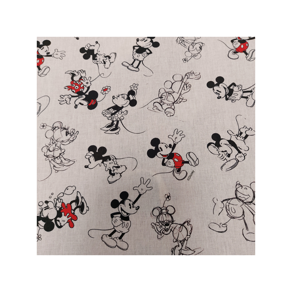 Tissu coton Walt Disney avec croquis de Mickey
