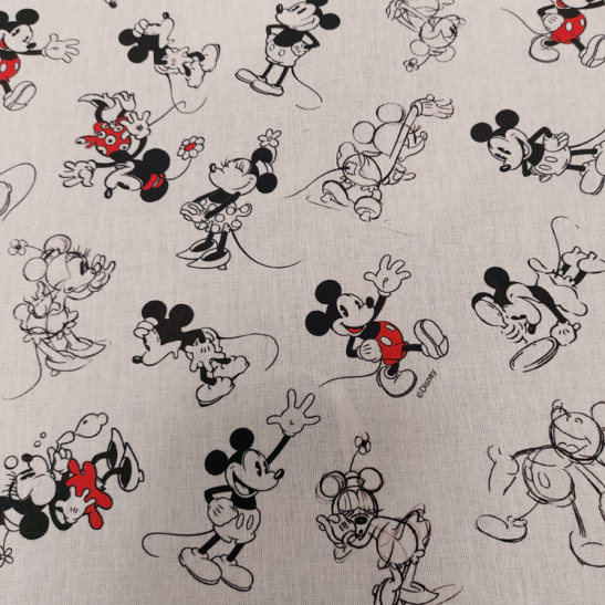 Tissu coton Walt Disney avec croquis de Mickey
