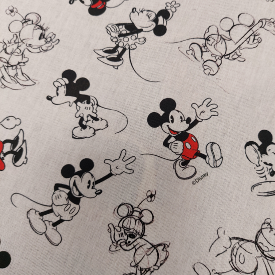 Tissu coton Walt Disney avec croquis de Mickey