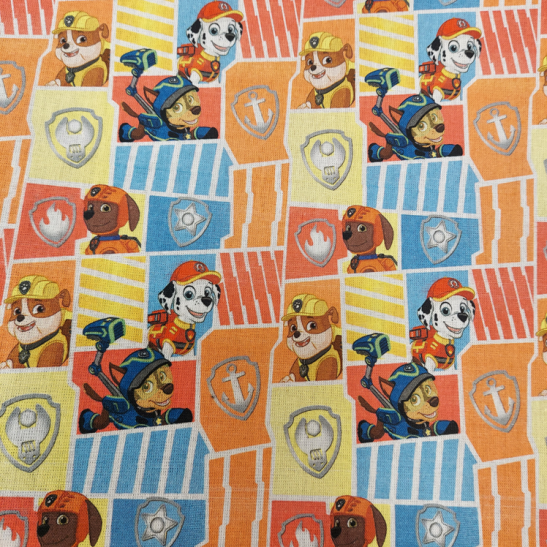 Tissu coton Pat Patrouille coloris orange