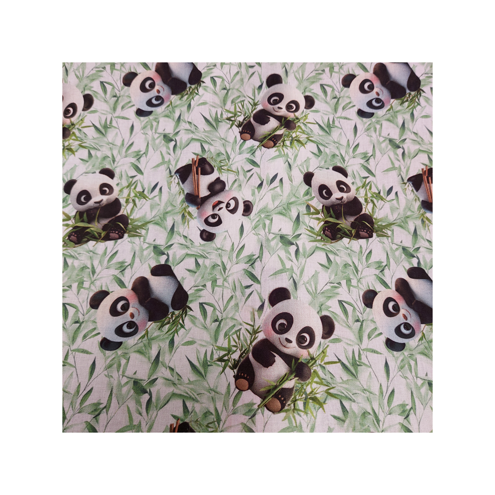 Cotton digital material print with panda