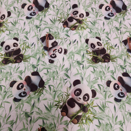 Cotton digital material print with panda