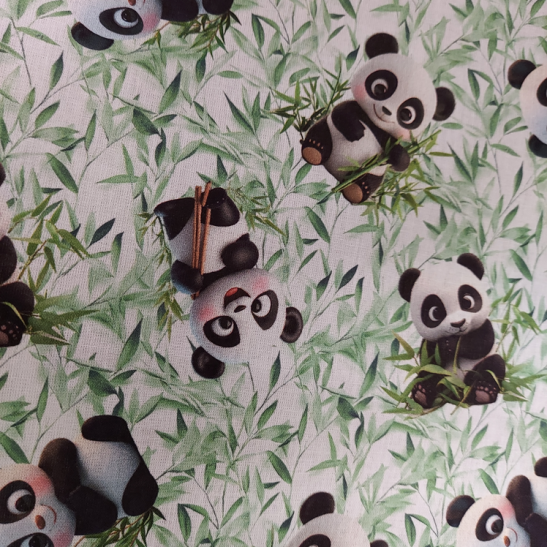 Cotton digital material print with panda