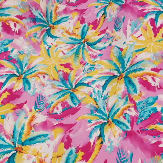 Viscose material print with palm tree color fuchsia