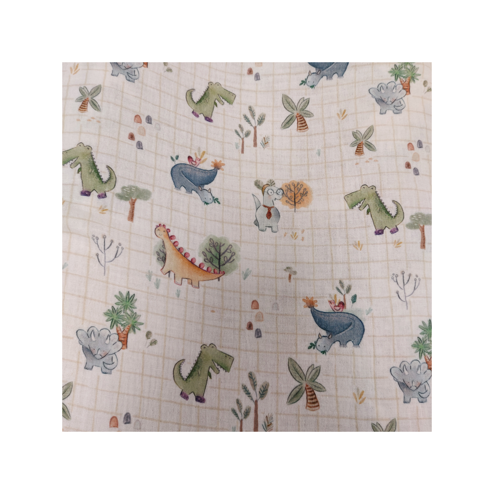 Double gauze material with dino