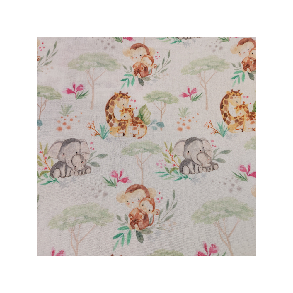 Double gauze material with baby jungle
