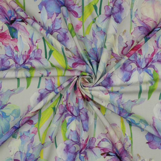 Viscose material Poppy print iris