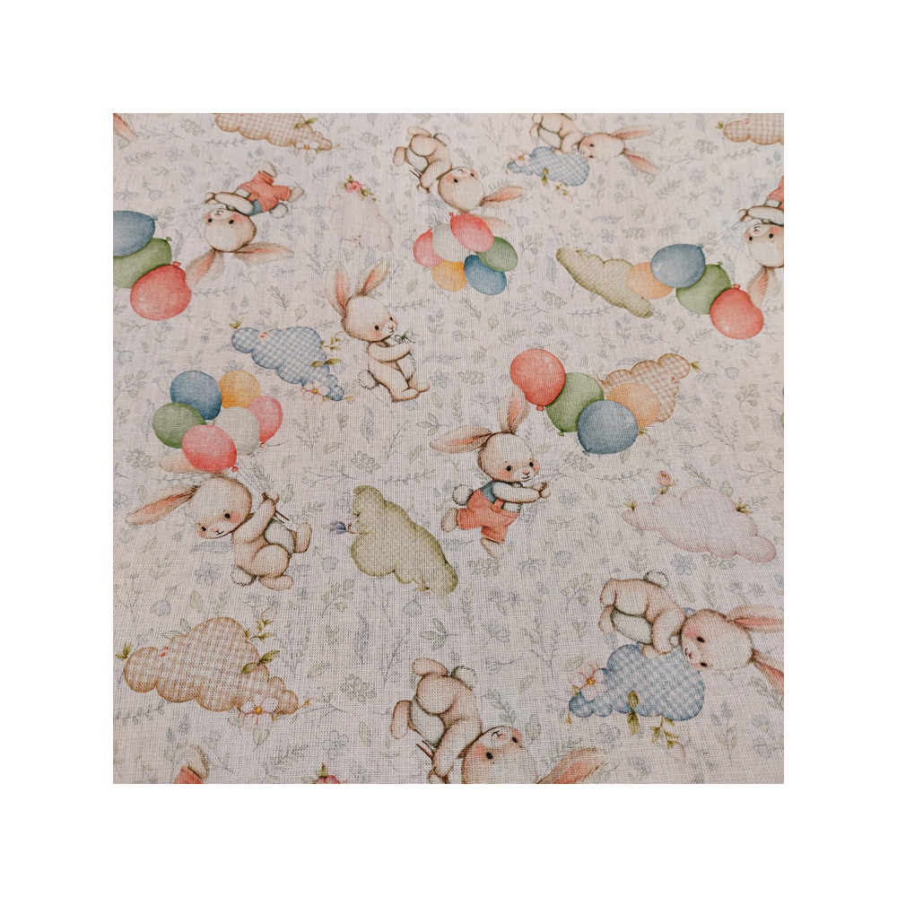 Cotton digital material print with rabbit