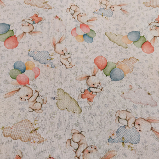 Cotton digital material print with rabbit