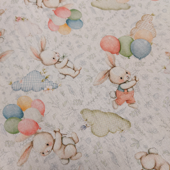 Cotton digital material print with rabbit