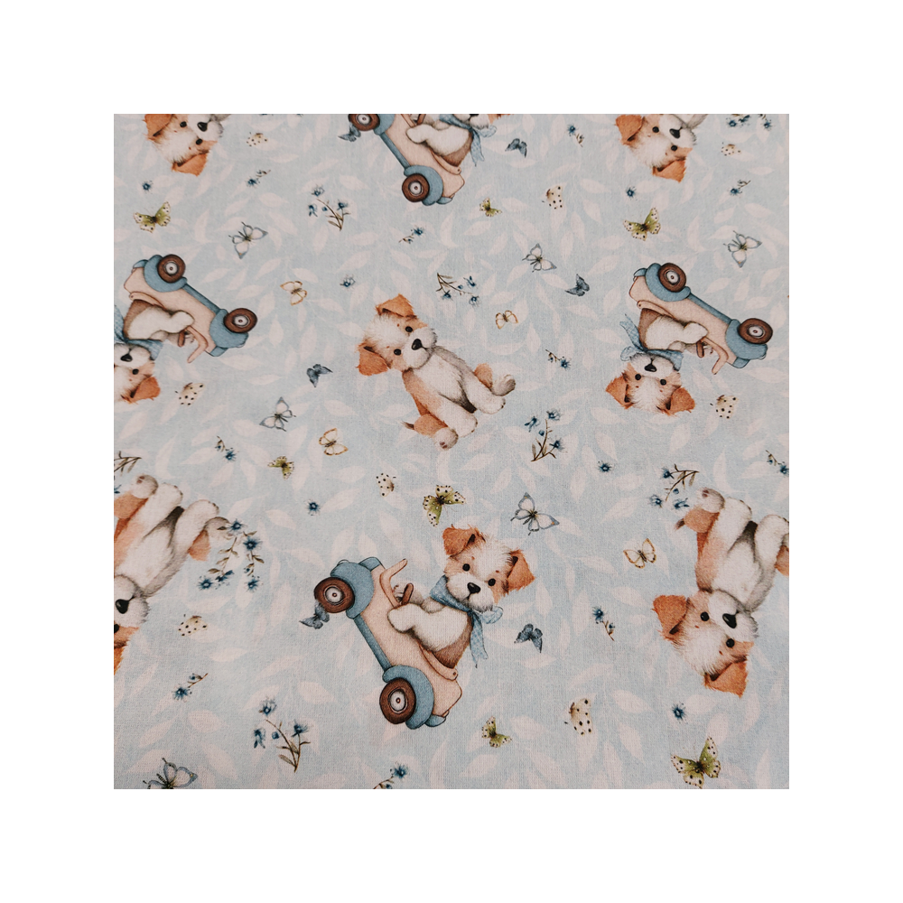 Cotton digital material print with dog