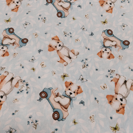 Cotton digital material print with dog