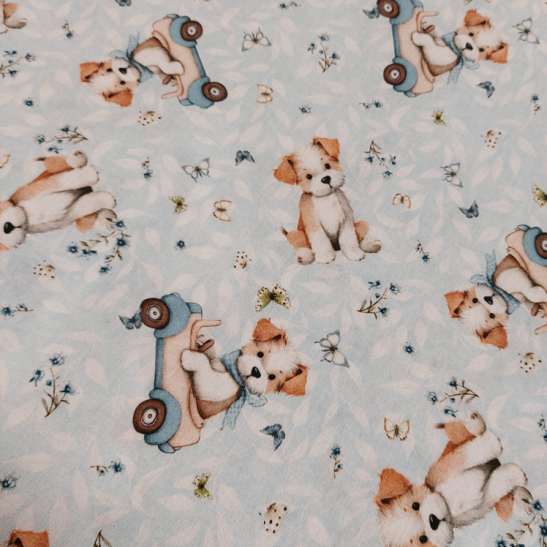 Cotton digital material print with dog