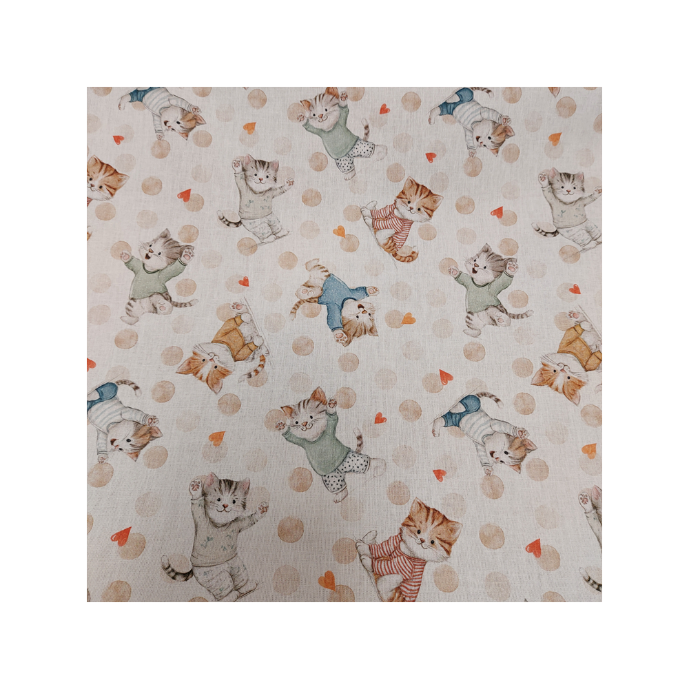 Cotton digital material print with cat