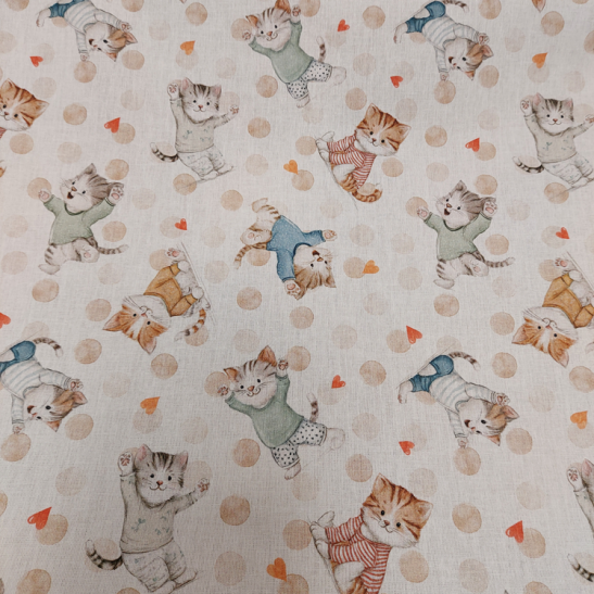 Cotton digital material print with cat