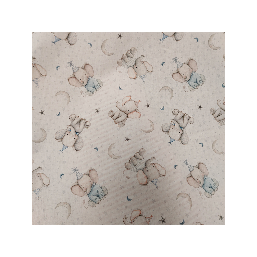 Cotton digital material print with elephant