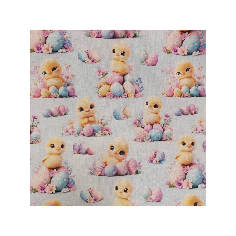 Tissu coton de Pâques imprimé 3 D avec poussin