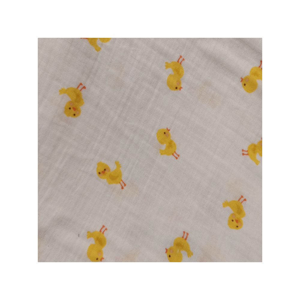 Tissu double gaze de coton imprimé poussin