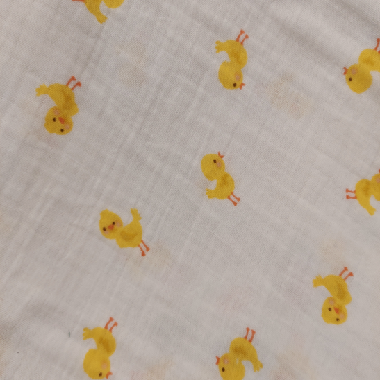 Tissu double gaze de coton imprimé poussin