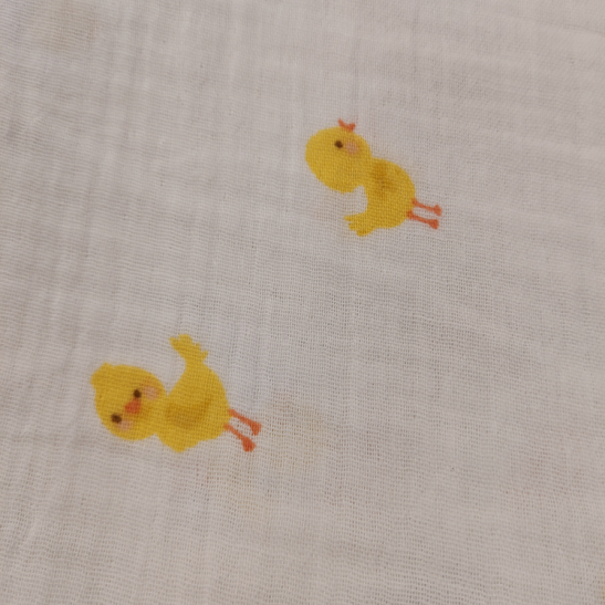 Tissu double gaze de coton imprimé poussin