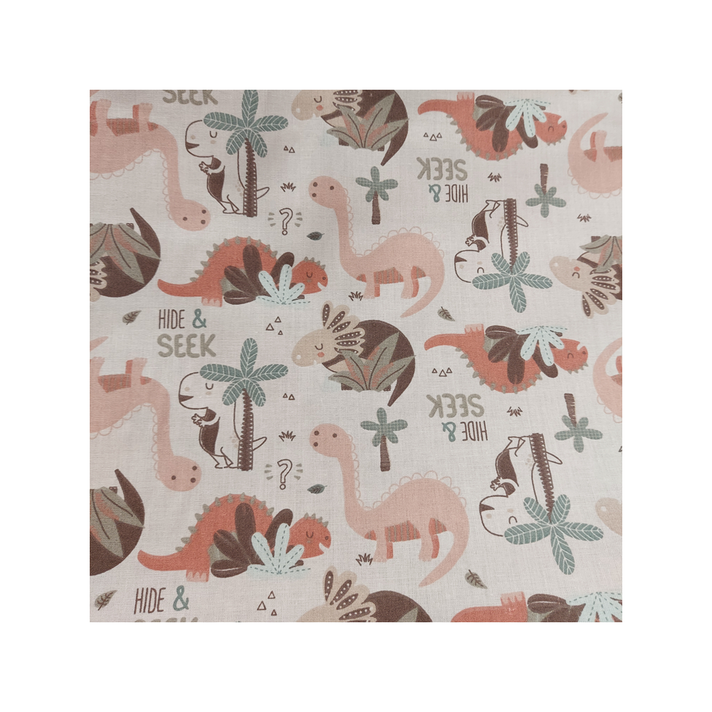 Cotton material  print with dino color beige