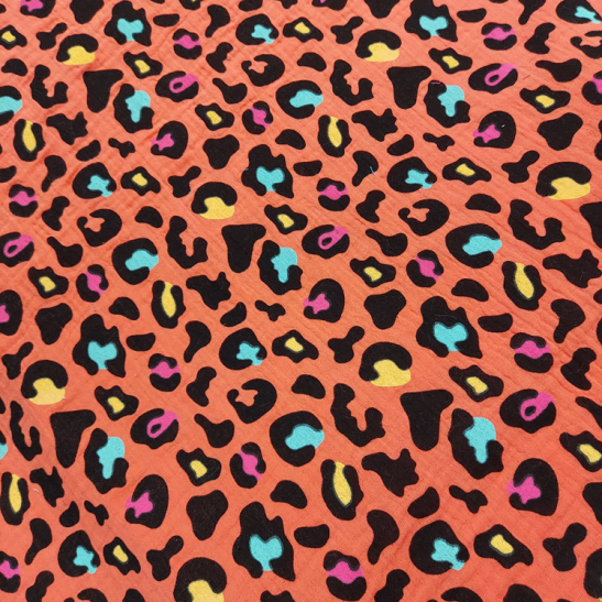 Double gauze material leopard color orange