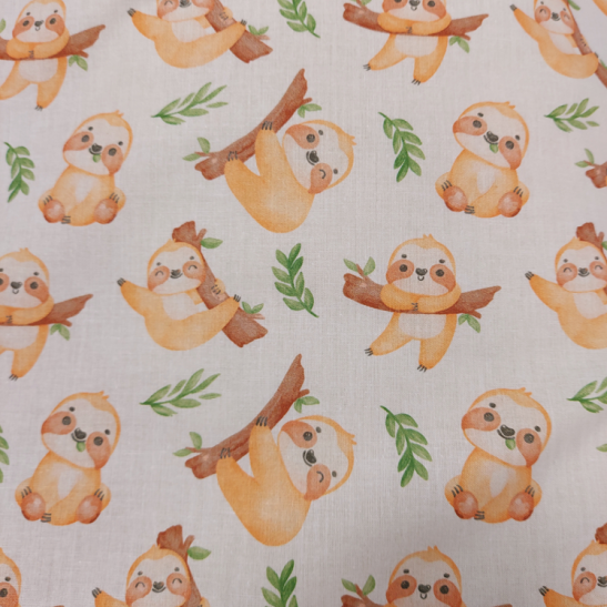Tissu coton numérique imprimé paresseux