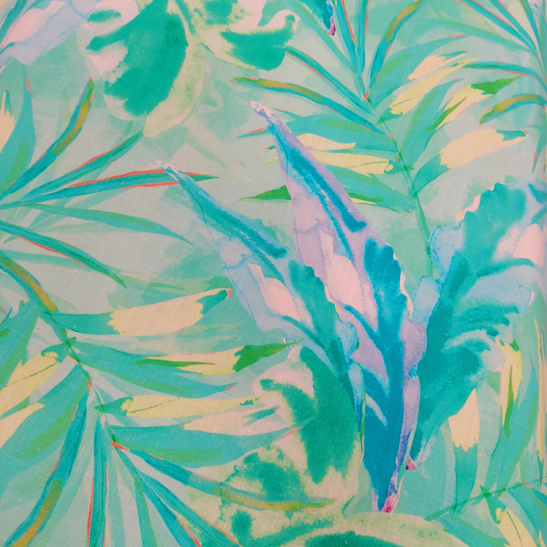 Viscose and linen material printed with green foliage