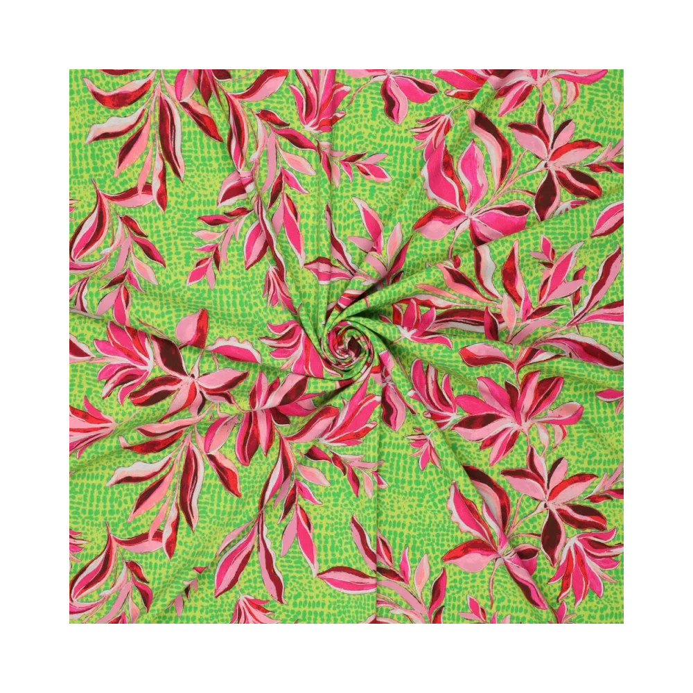 viscose popeline material print Toscana color green