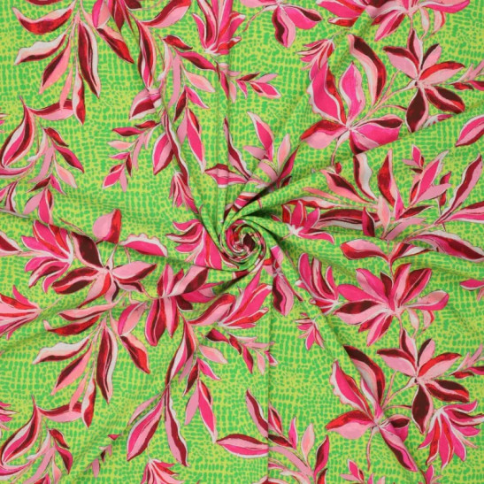 viscose popeline material print Toscana color green