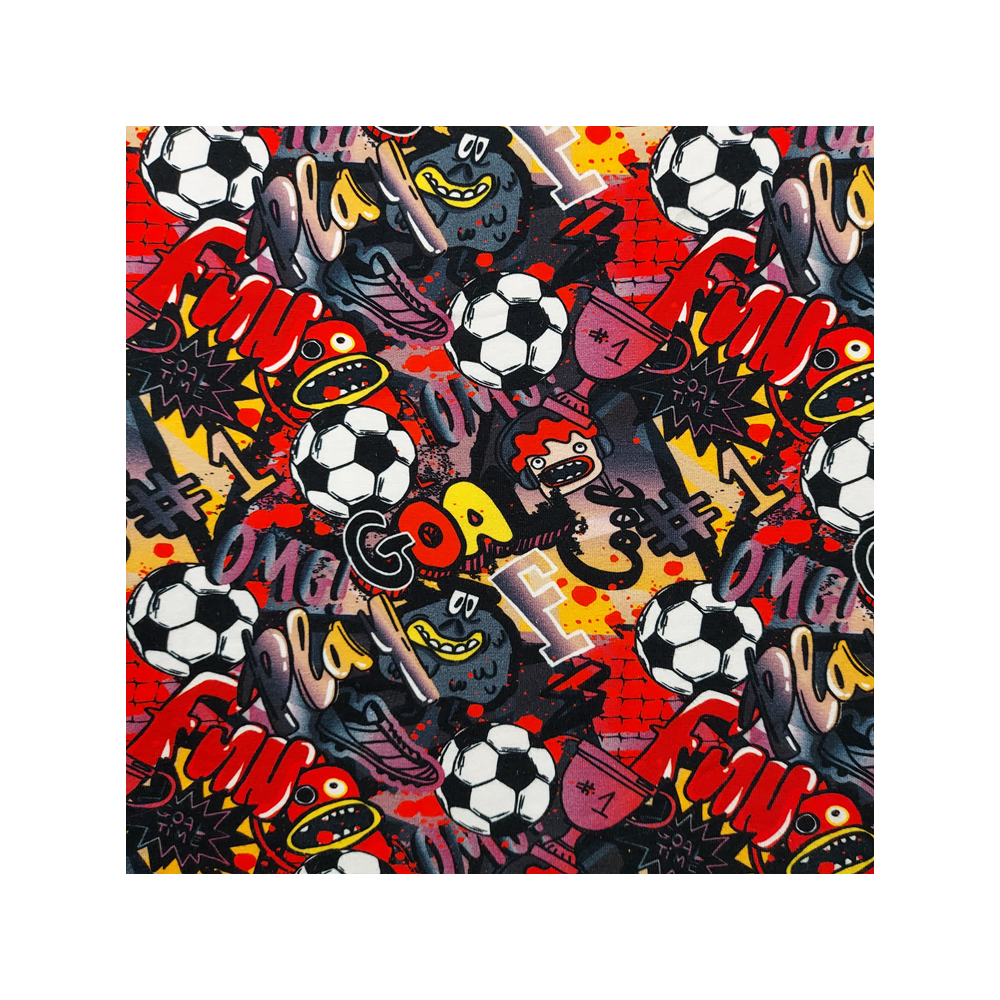 Jersey printed material with football color red