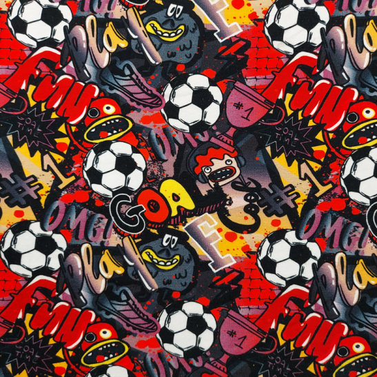 Jersey printed material with football color red