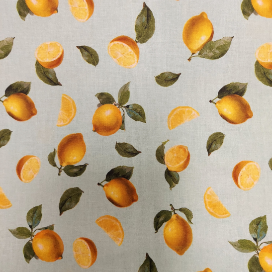 Coated cotton material printed with lemon