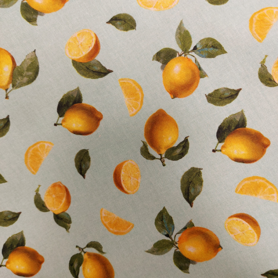 Coated cotton material printed with lemon