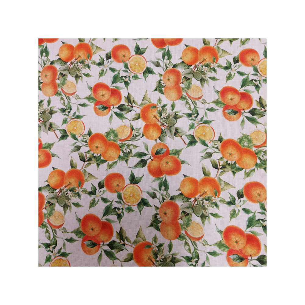 Coated cotton material printed with orange