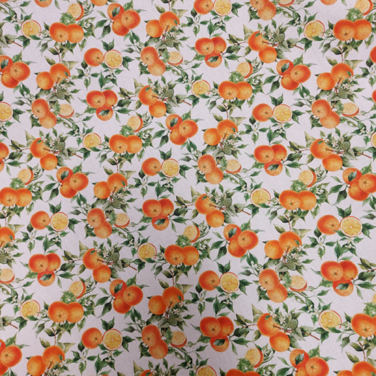 Coated cotton material printed with orange