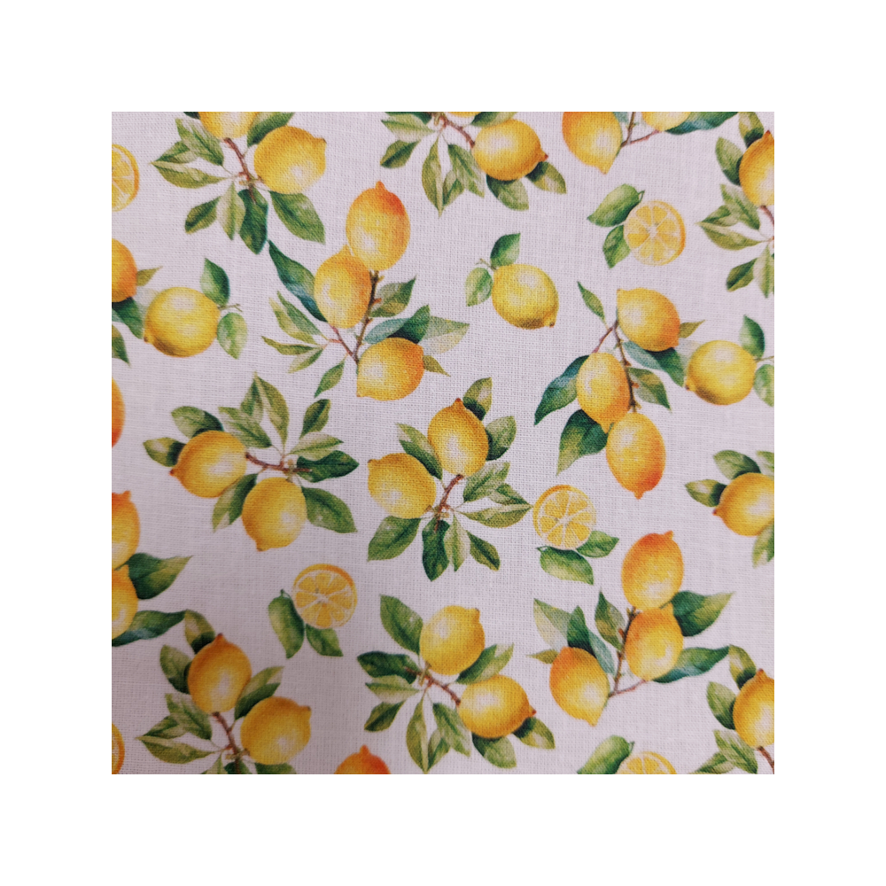 Coated cotton material printed with lemon