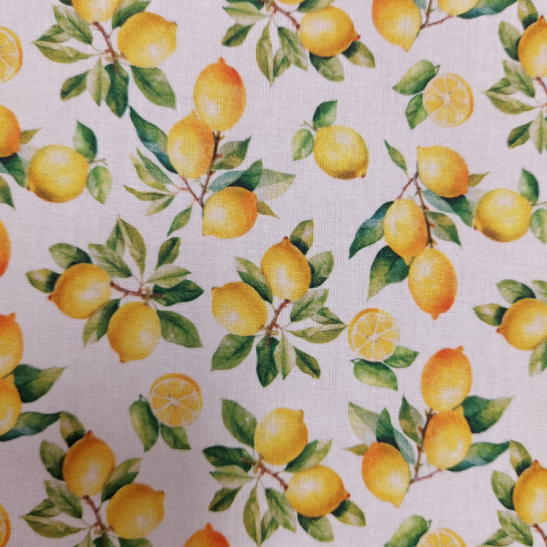 Coated cotton material printed with lemon