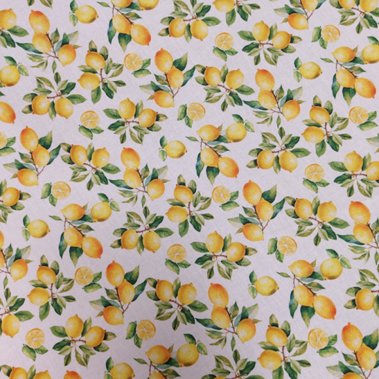 Coated cotton material printed with lemon