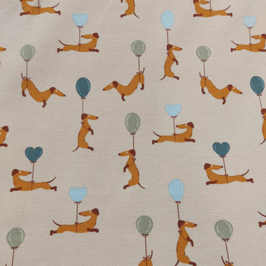 Jersey printed material with dachshund