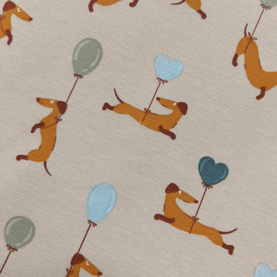 Jersey printed material with dachshund