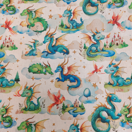 Tissu coton numérique imprimé dragon