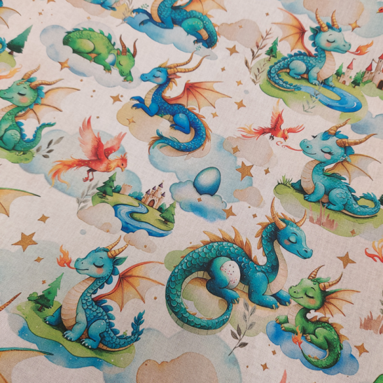 Tissu coton numérique imprimé dragon
