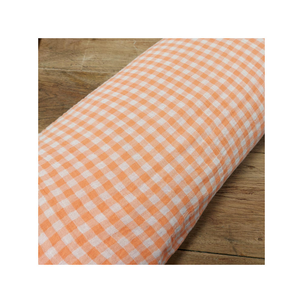 Tissu double gaze vichy coloris orange 1 cm