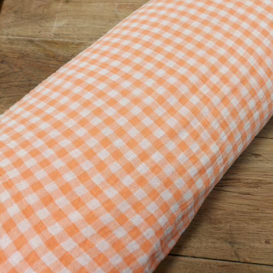 Double gauze vichy material color orange 1 cm