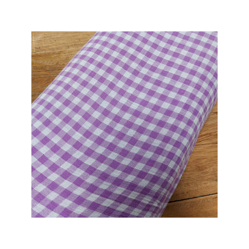 Tissu double gaze vichy coloris lilas 1 cm