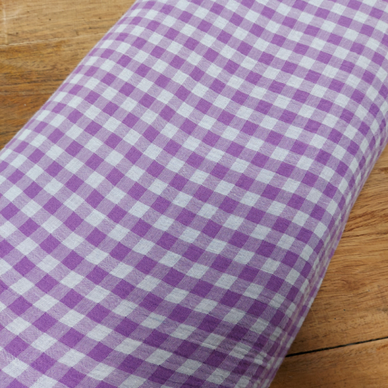 Tissu double gaze vichy coloris lilas 1 cm