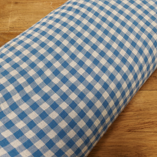 Tissu double gaze vichy coloris bleu 1 cm